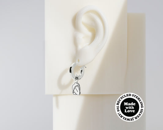 Sterling Silver 2 Hoops, 1 Charm Earrings #AL001