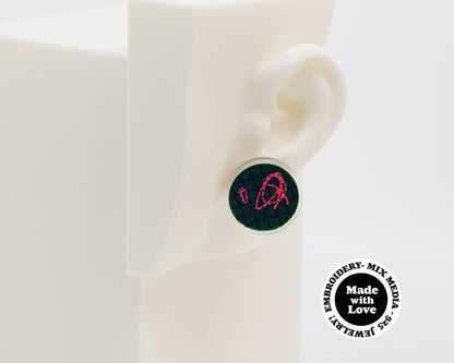 Asymmetrical Embroidery Note #A002 Earrings