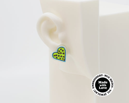 Embroidery Heart #A002 Earrings