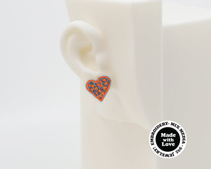 Embroidery Heart #A003 Earrings