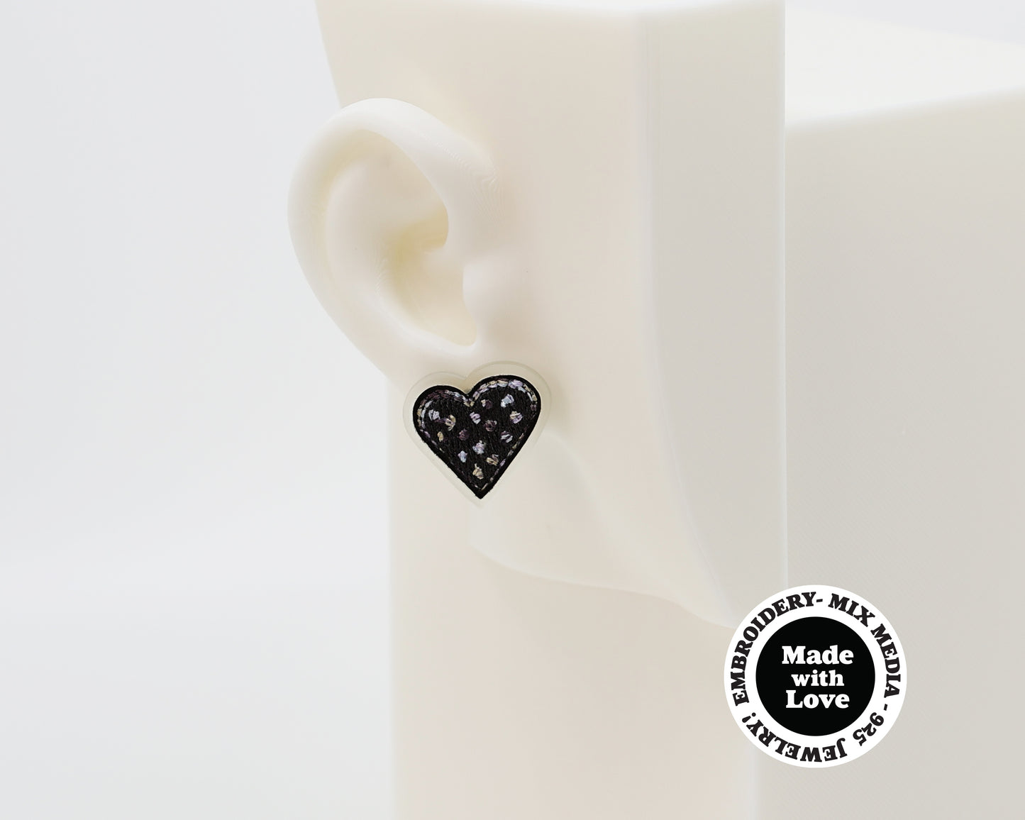 Embroidery Heart #A008 Earrings