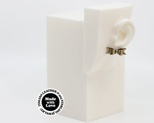 Italian Leather Bow #A008 Earrings