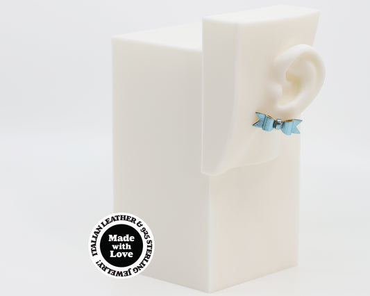 Italian Leather Bow #A016 Earrings