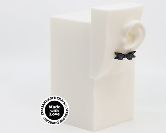 Italian Leather Bow #A017 Earrings